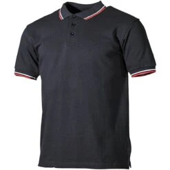 Poloshirt Schwarz Mit Rot-weißen Streifen